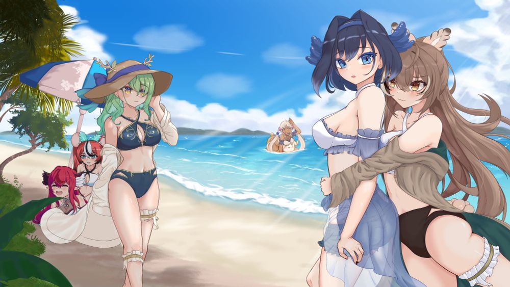 Hololive talents from Holopromise and council enjoying a day at the beach