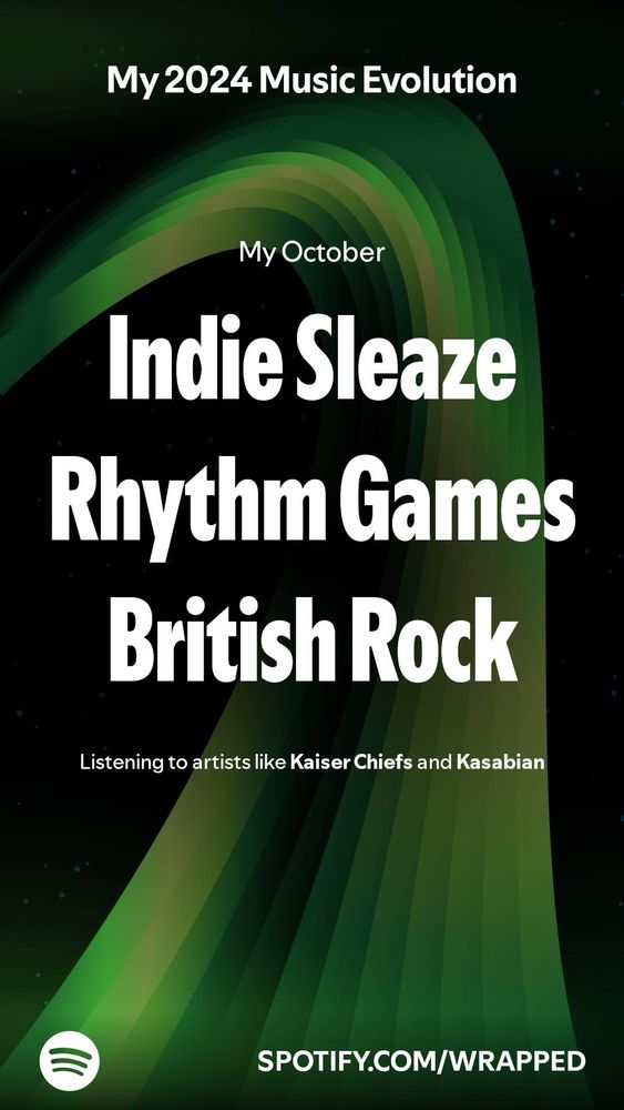 Spotify wrapped- my October: Indie sleaze Rhythm Games British Rock