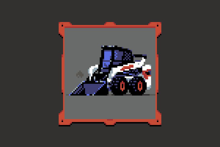 Pixel art depiction of a Bobcat skid steer