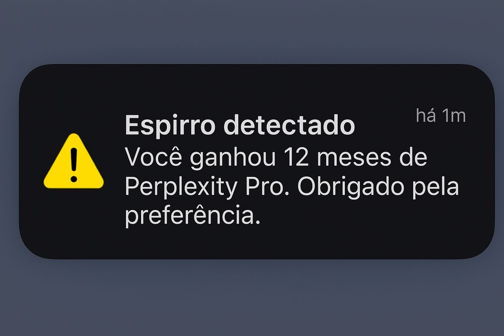 Espirro detectado

Você ganhou 12 meses de Perplexity Pro. Obrigado pela preferência.