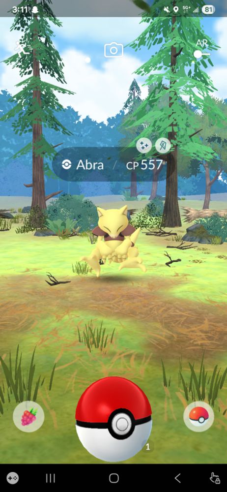 A wild shiny Abra in Pokemon Go