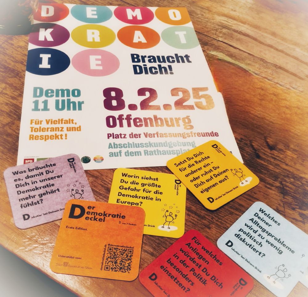 Werbeplakat Demokratie Demo am 08.02.25 in Offenburg  - Patz der Verfassungsfreunde