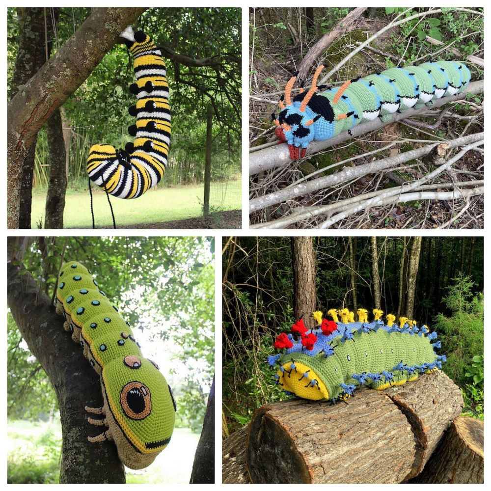 PATTERN BUNDLE: Caterpillar Crochet Pattern Bundle 2 / Monarch / Spicebush Swallowtail / Cecropia / Hickory Horned Devil / 4 Patterns - Etsy