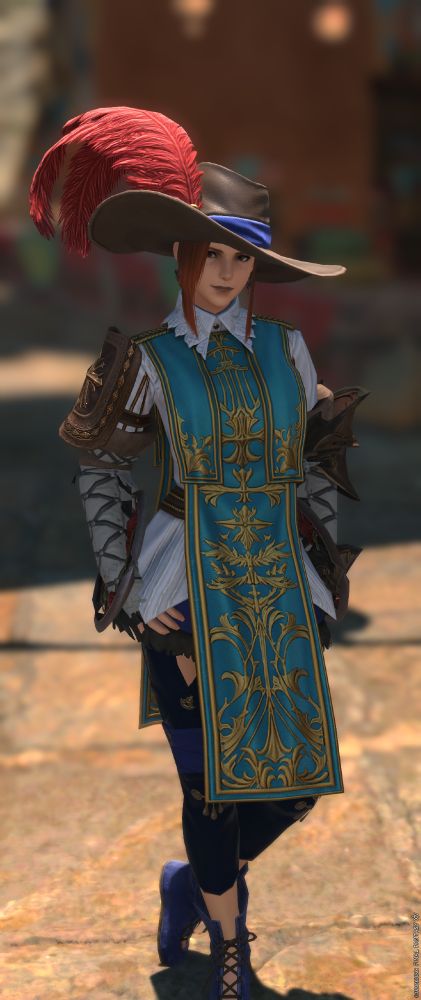 Margot Weisshexer in the new Mistic Memory hat and top of Aiming. The jaunty angle of the hat encourages her to look at everyone with a sly, sideways smirk. It's a side of her rarely seen, but dang, girl, you go.