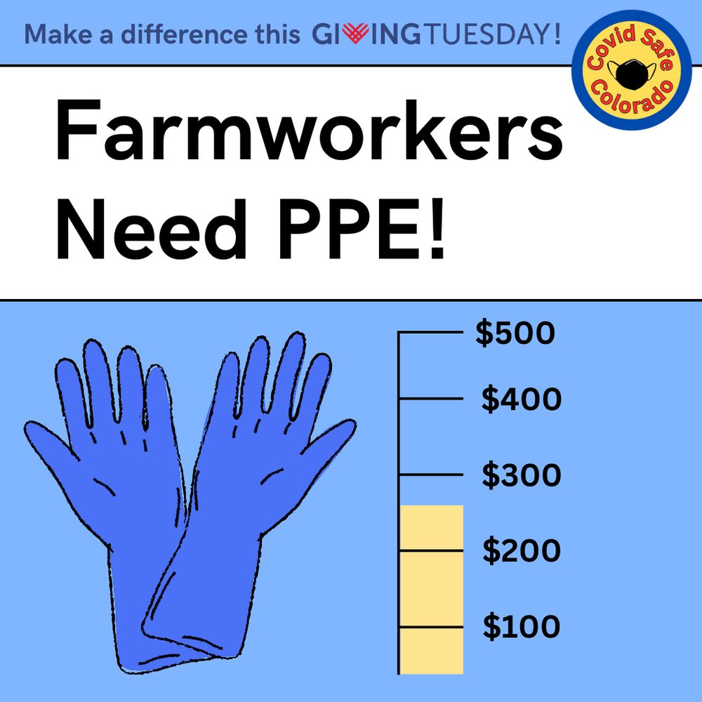 A blue background with a white box 2/3 of the way up. A graphic of rubber gloves is in the lower left corner and the CSC logo is in the upper right corner. There is a graph with a yellow box showing that $260 has been raised. 