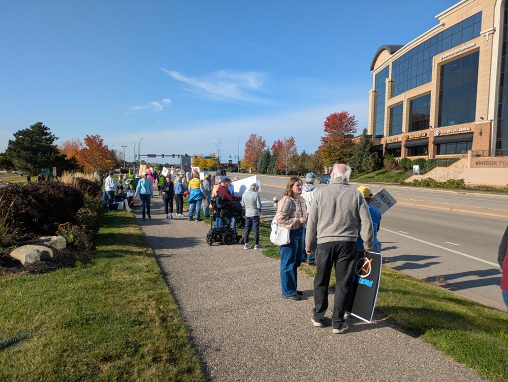 Photograph of protesters in Eden Prairie, Minnesota for No Kings protest on Saturday 18 October 2025. 