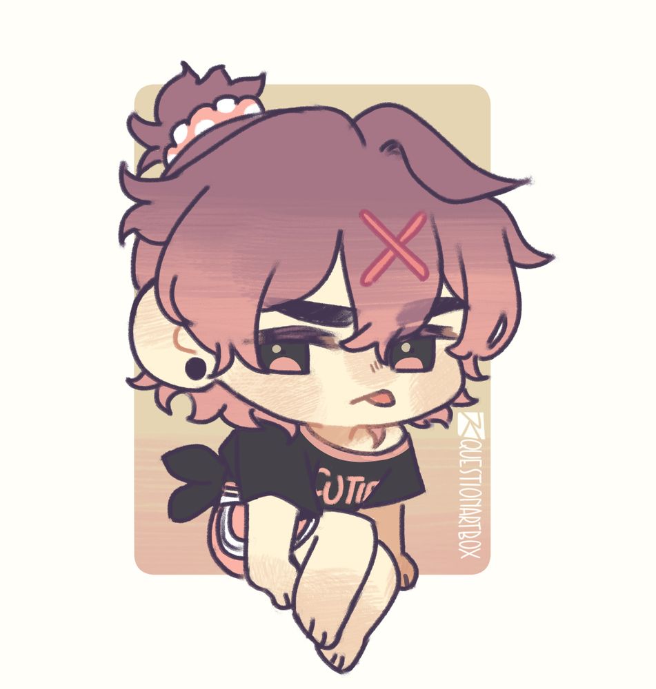 A sitting chibi of Makoto, who is Kai's cute and grumpy boy!