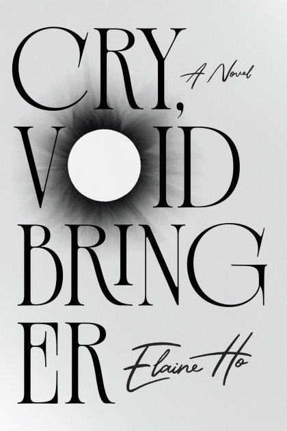 A white cover with black text. The o in voidbringer has black bleeding out to the rest of the book cover