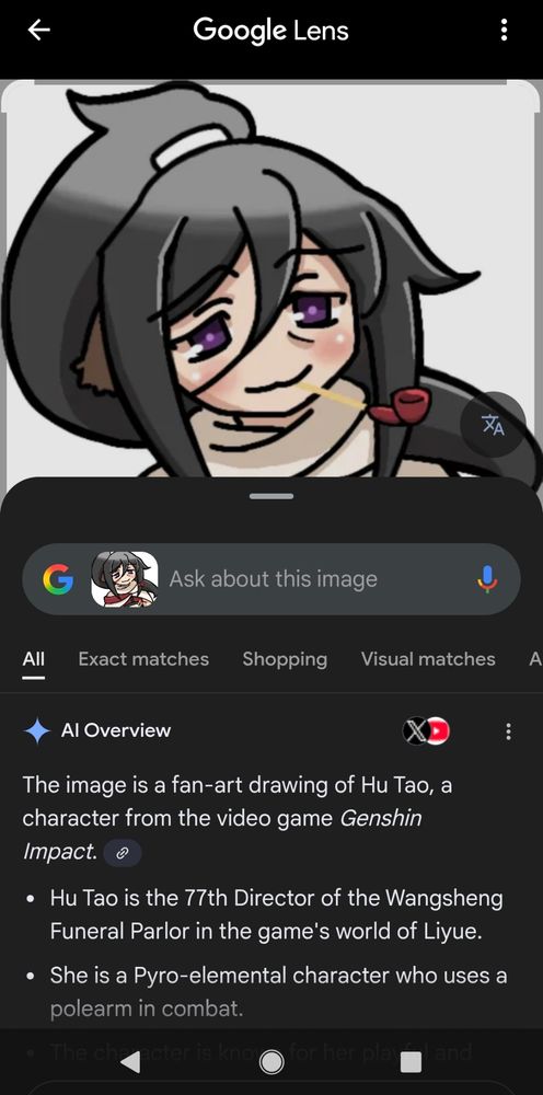 Google Lens mistakes Jachdwalt Utawarerumono for a mainstream anime girl 