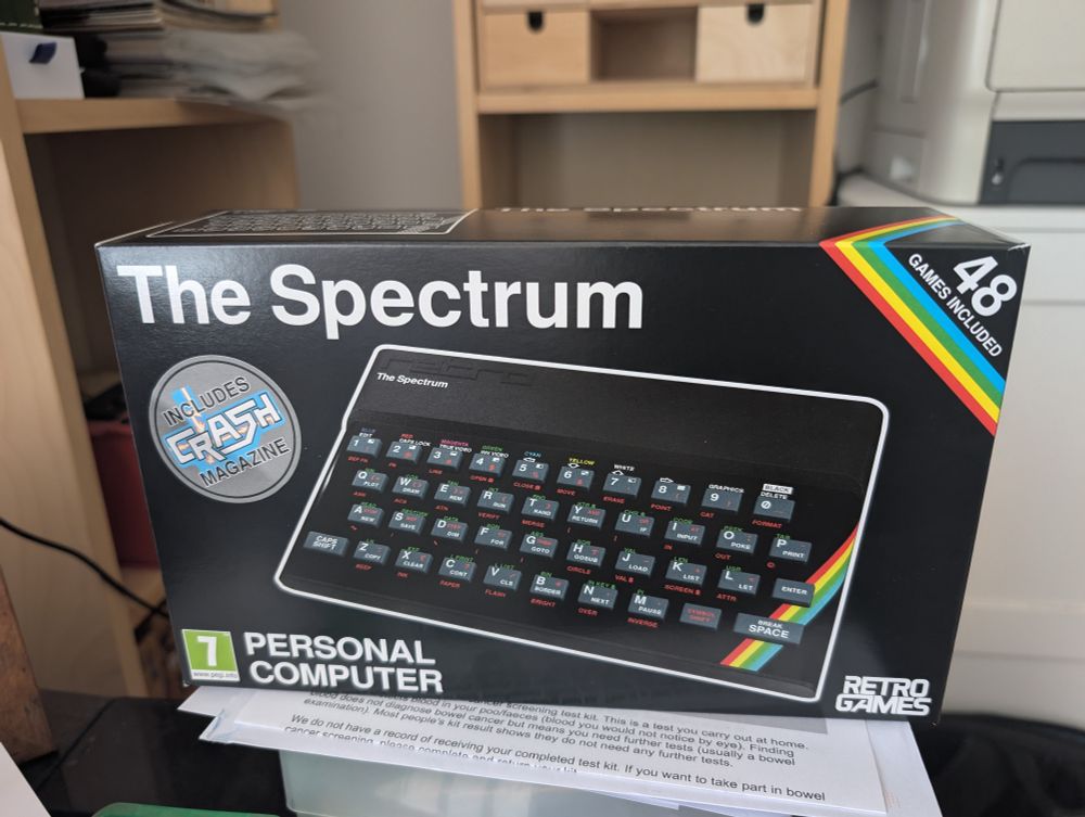 A boxed reproduction ZX Spectrum 