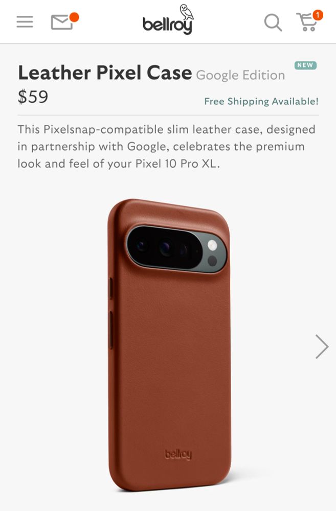 screenshot of the belroy leather case for the phone in an orangy brown color