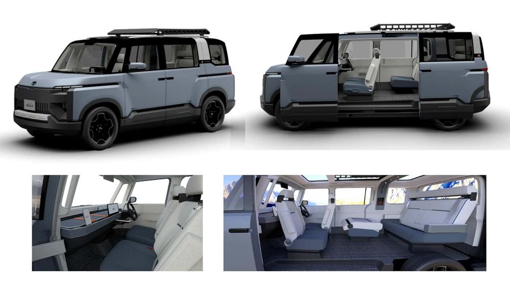 collage composite of the Toyota X-Van Gear