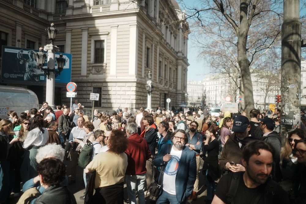 Crowd of protestors at March for Science, Vienna