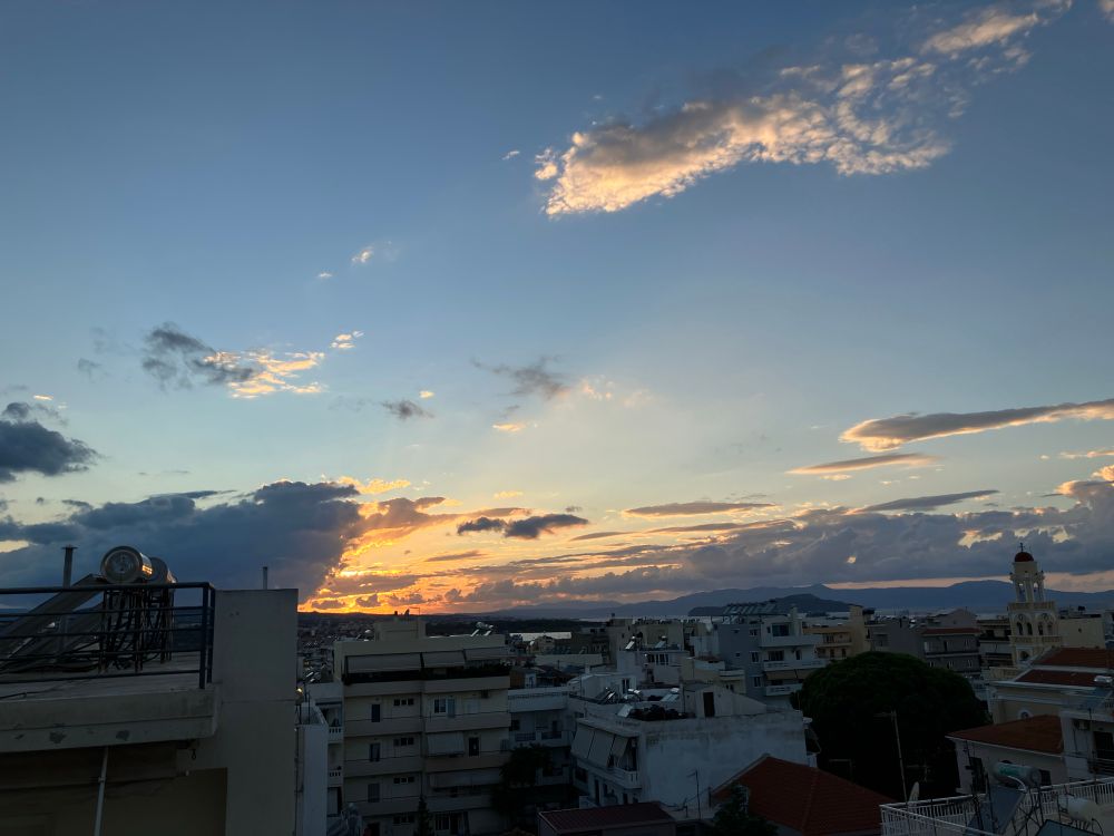 Blue and pink sunset sky