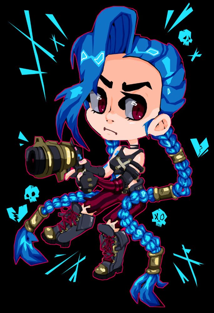A drawing of Jinx from Arcane/league of legends!