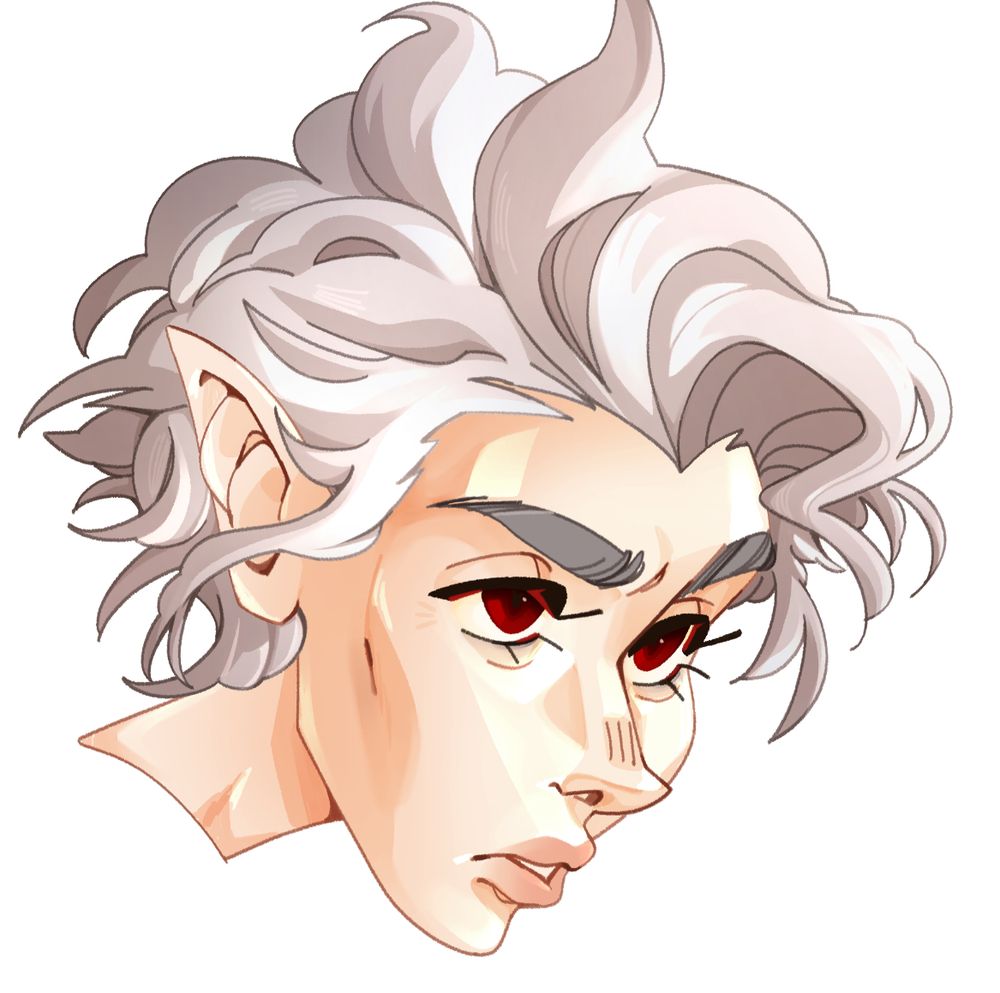 A headshot drawing of Astarion from Baldur's Gate 3