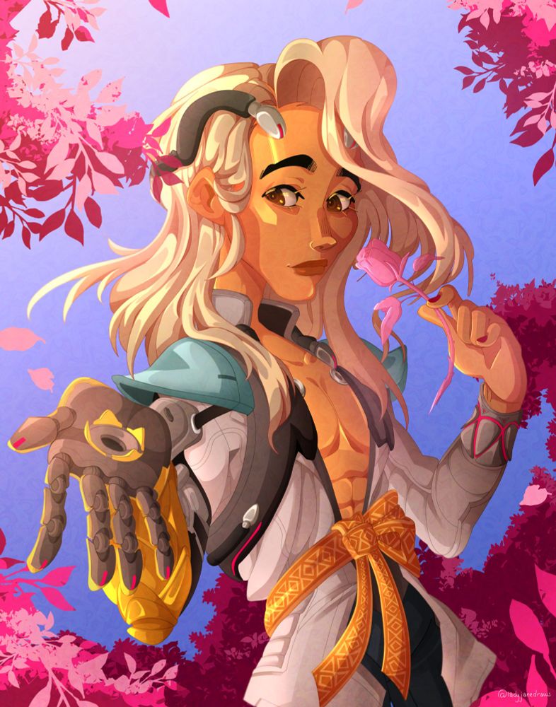 A drawing of Lifeweaver from Overwatch