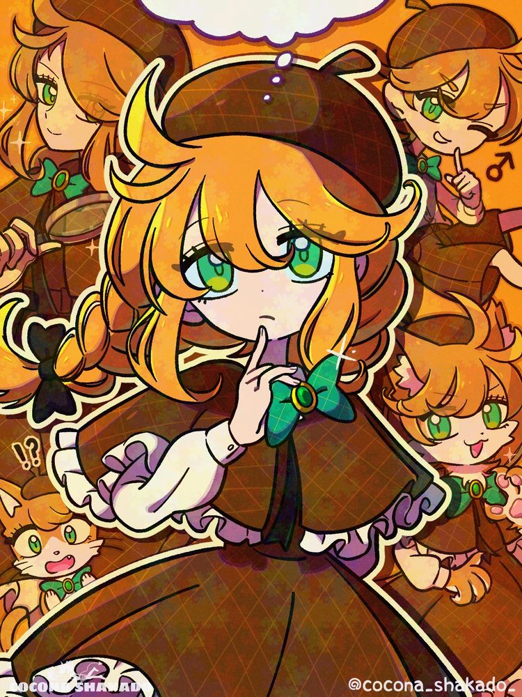 A detective-themed original character with multiple expressions and poses🕵️‍♀️

Created as a character sheet for children’s books or key visual or merchandise like stickers or badges.