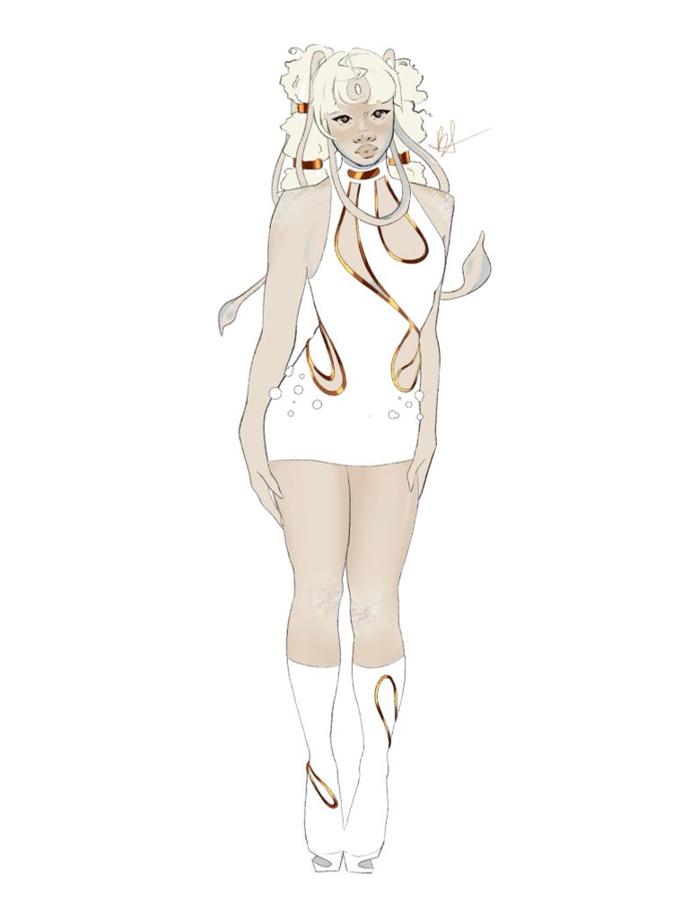 My OC Tiri from the planet Phoron wearing a club minidress and boots #ocart #originalcharacter #alienOC 