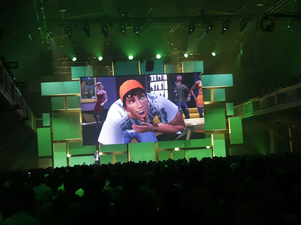 A clip of Sims 4 being shown at the E3 conference in 2014.