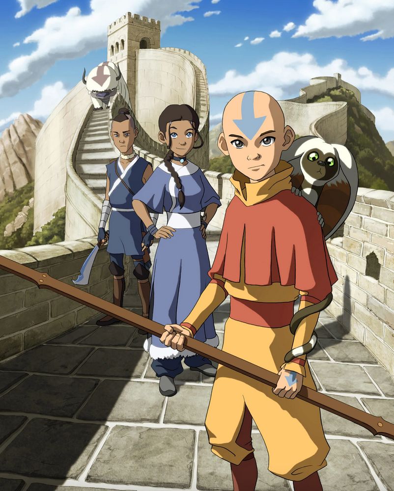 Appa, Sokka, Katara, Aang, and Momo from Avatar: The Last Airbender