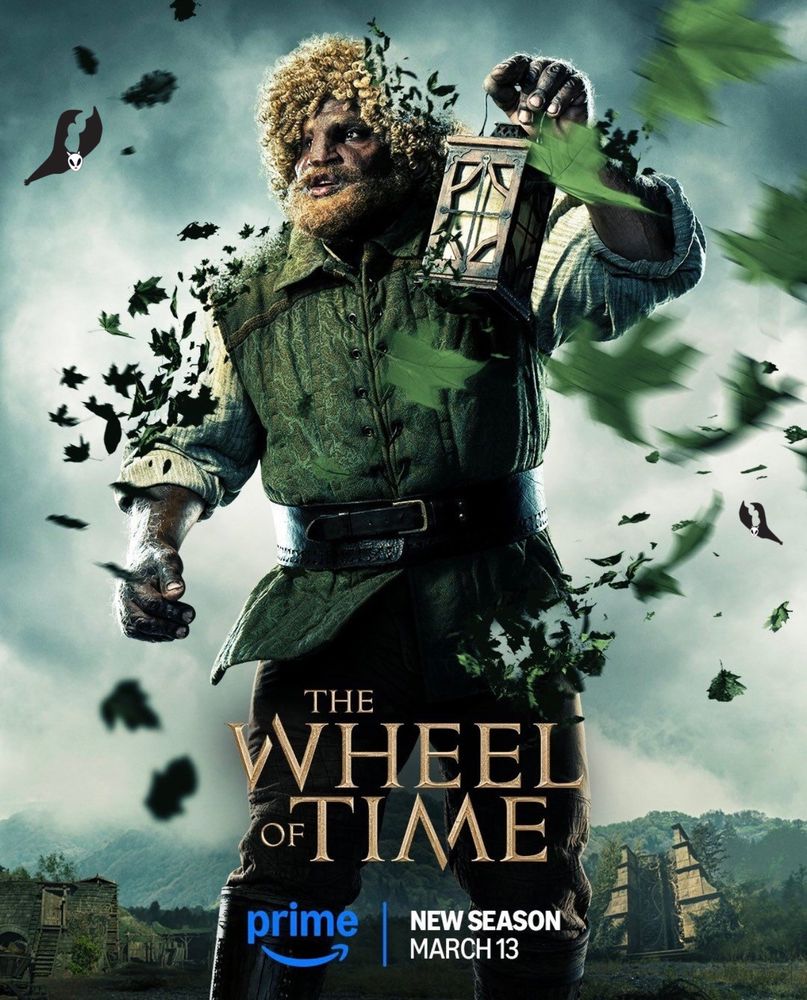 Official Loial poster for Wheel of Time with a waygate in the back! Spooky-ish draghkar cartoons are added for dramatic effect.