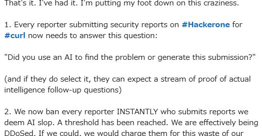 AIによるバグレポートがCurlのバグ報奨金プログラムに殺到　「事実上、DDoS攻撃を受けているようなものだ」と開発者