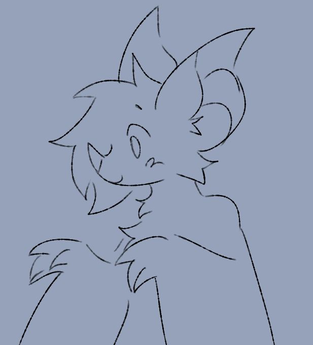 a digital sketch of a cartoony styled anthropomorphic bat