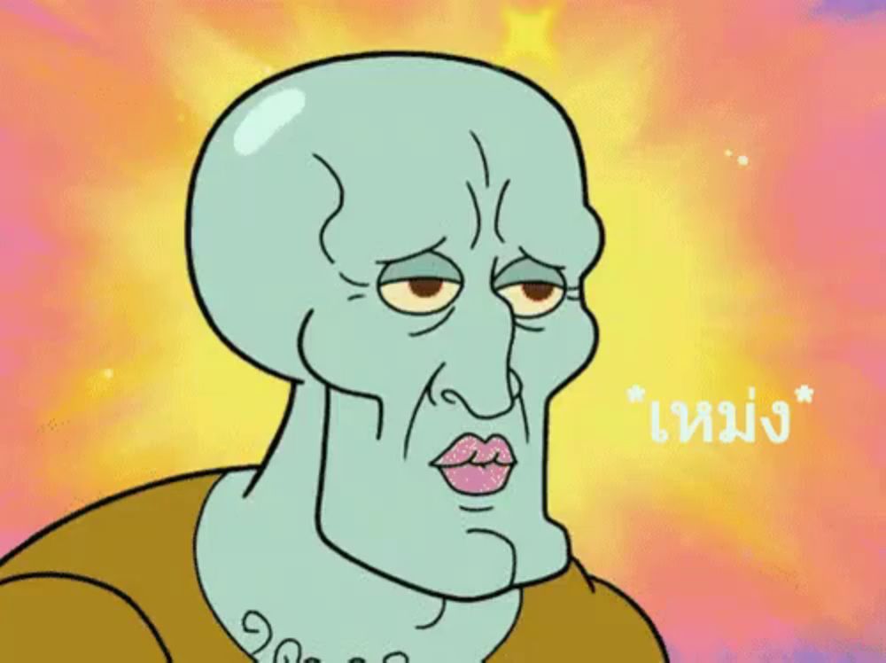 a cartoon of squidward from spongebob squarepants has a tattoo on his chest