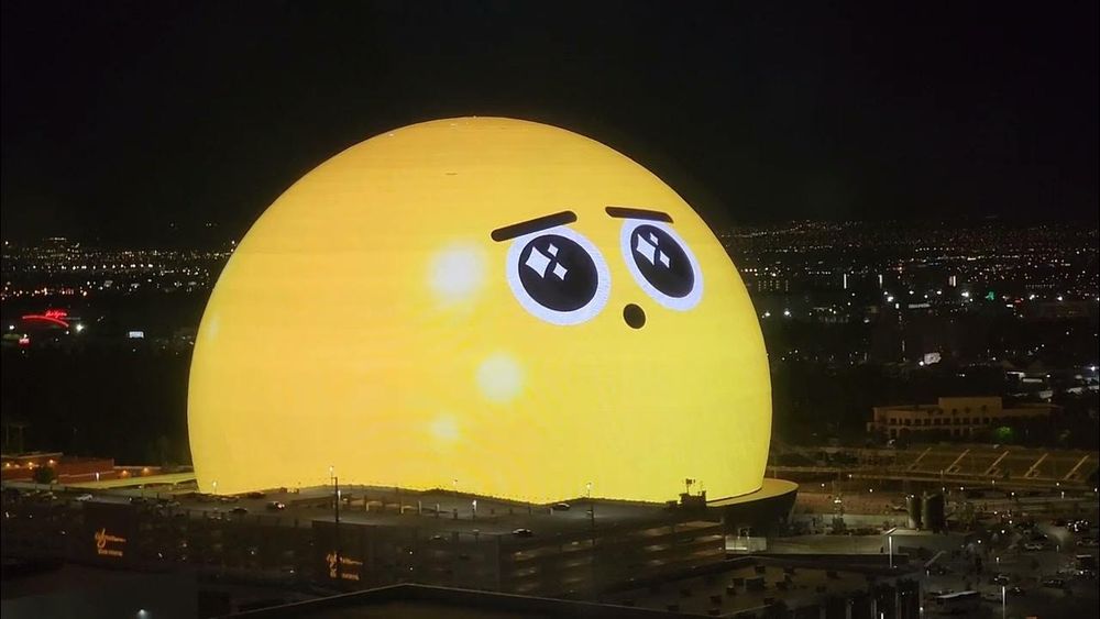 The sphere in Las Vegas with a happy face