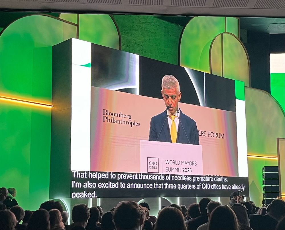 Mayor Sadiq Khan - Co-chair of C40 - at the World Mayors Summit announcing that three quarters of C40 cities have already peaked their emissions 