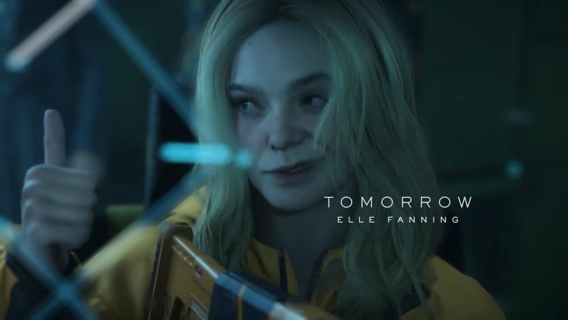 Screenshot of Death Stranding 2 with Elle Fanning as "Tomorrow"