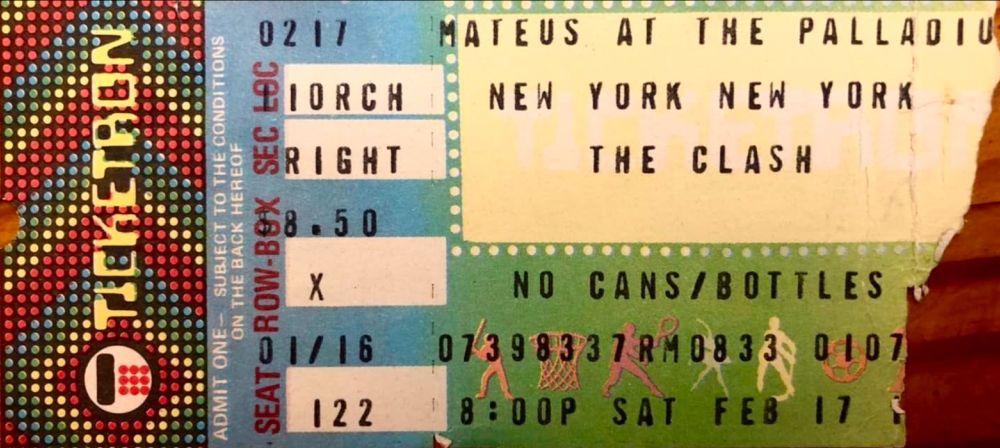 1979 February ticket for the clash playing their first nyc concert ever. Bo Diddley and the Cramps opened.