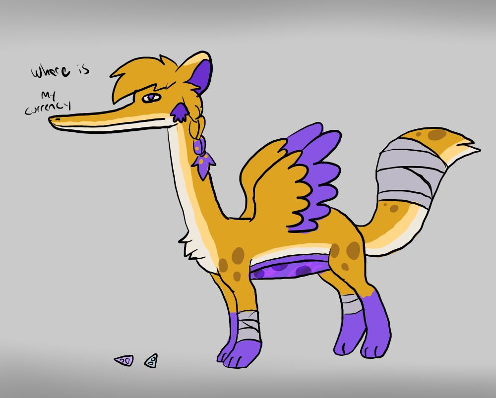 Gachagon - Yellow and purple with a long nose