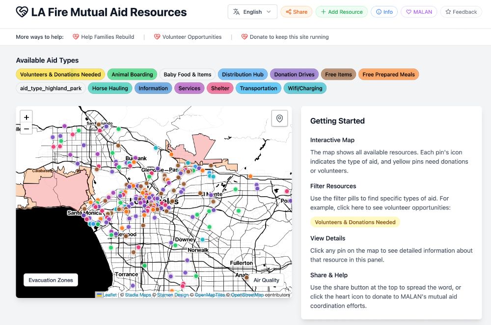 Screenshot: LA Fire Mutual Aid Resources website.