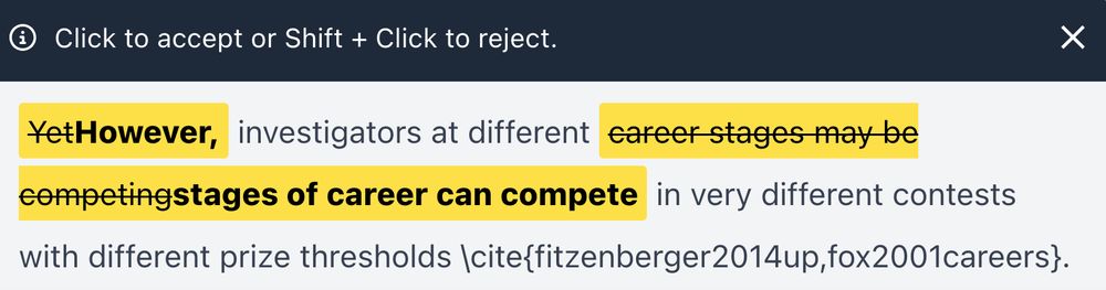 Suggestion: Replace "investigators at different career stages may be competing" with "investigators at different stages of career can compete"