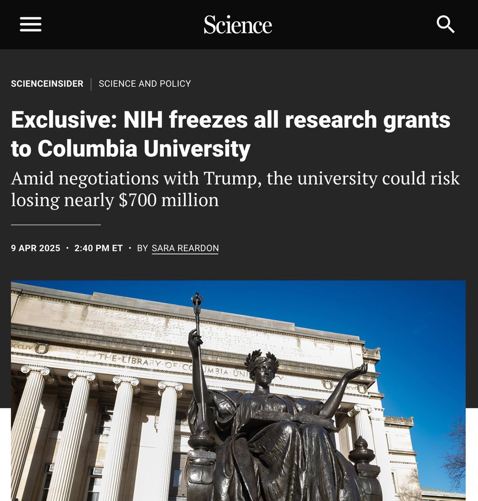 
Exclusive: NIH freezes all research grants to Columbia University
Amid negotiations with Trump, the university could risk losing nearly $700 million
