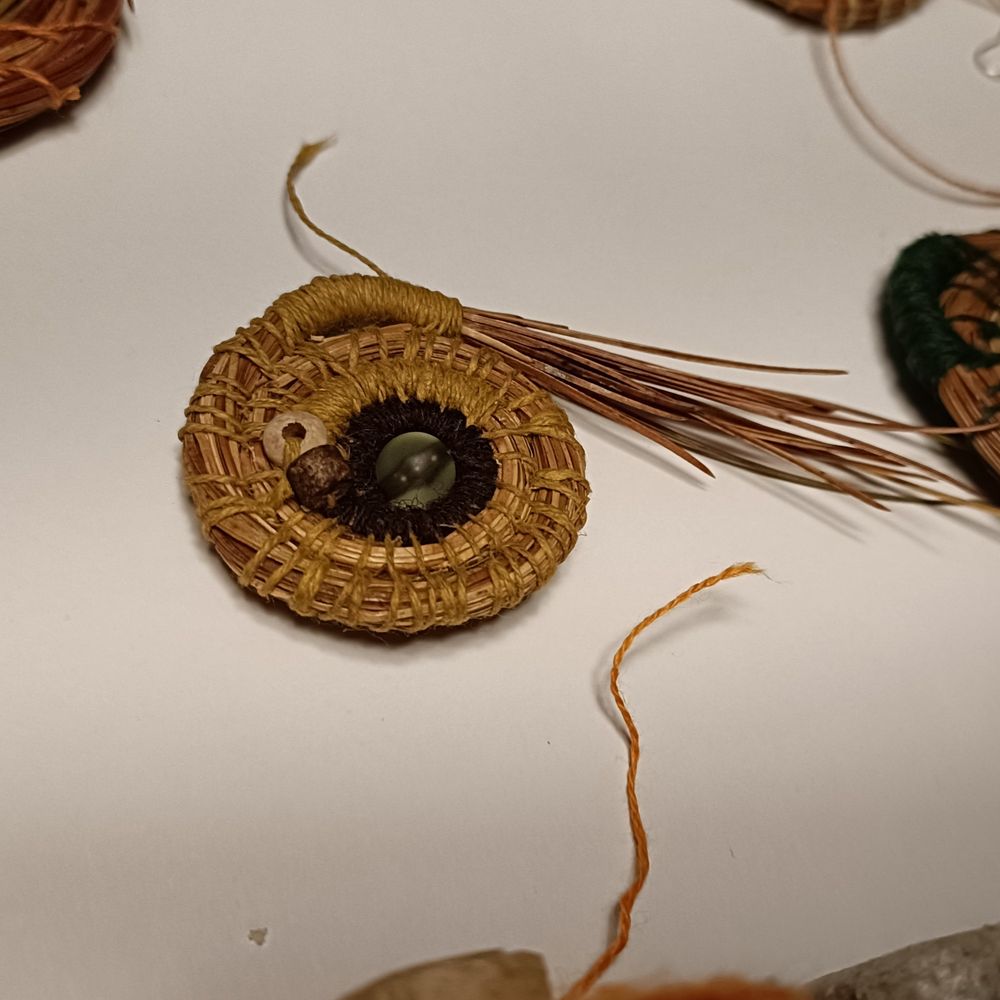 Pine needle pendant in progress