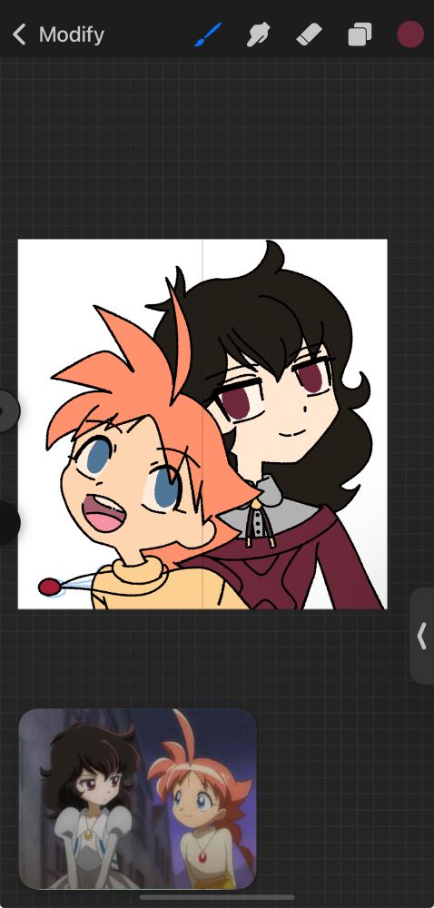 Work in progress of Duck (also known as Ahiru) and Rue from Princess Tutu. 