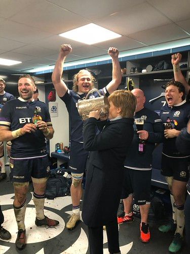 Nicola Sturgeon drinking from the Calcutta Cup after the Scotland men's rugby team defeat England again.