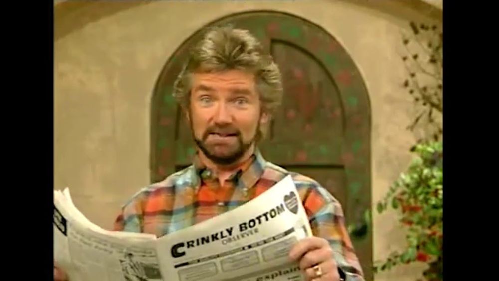 Noel Edmonds reads the Crinkly Bottom Observer on Noel's House Party.