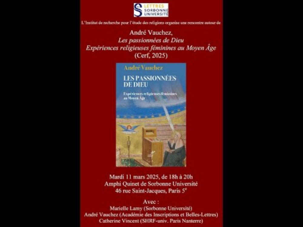 Expériences religieuses féminines au Moyen Âge (André Vauchez) - Sorbonne, 11 mars 2025