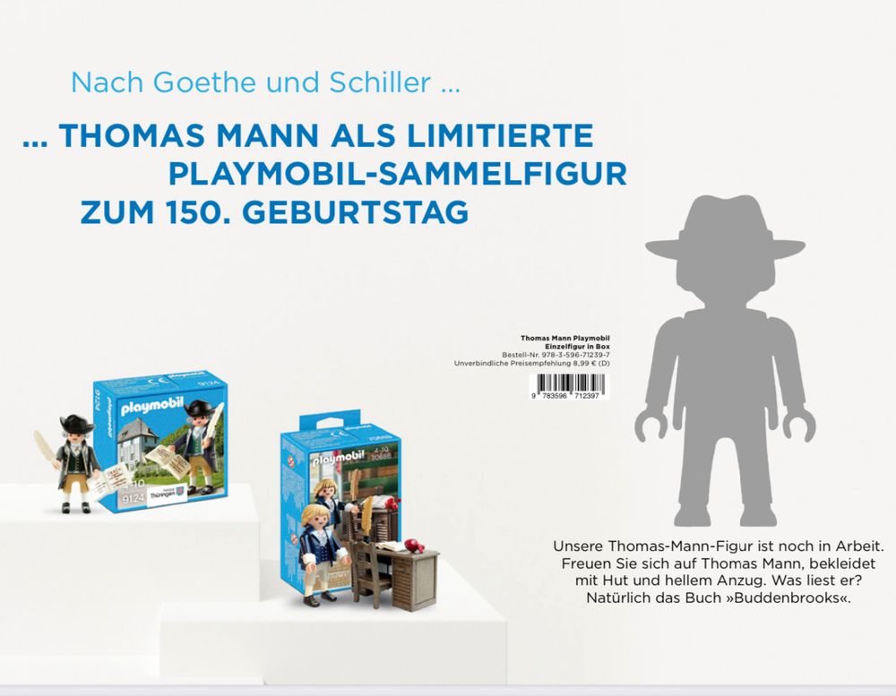 Werbung für eine Playmobil-Figur von Thomas Mann