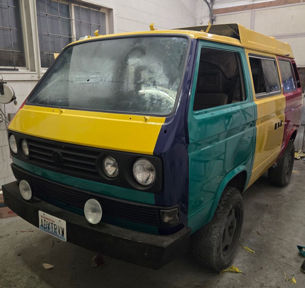 SMALL CAR PERFORMANCE WRECKED MY VAN INTO A GARBAGE DUMPSTER AND THIER INSURANCE WAS HORRIBLE TO WORK WITH. 

Re-assembling Harley, putting windows back in with LOTS OF grease  at Petersen Automotive in Port Angeles WA 

#vwharlequin #vwharlekin #syncro #vwsyncro #vw #westfalia #vanagonlife #vanagon #volkswagen #campervan #vwcamper #vanlife #vantravel #picture #instagood #adventure #adventuretime #camping #photo #trip #travel #traveltheworld #travelgram #wanderlust #solotravel #travelbug #wander #photo #discover #journey #trip 

#käfer #vw #fusca #bug #bus #earlybay #baywindow #splitwindow #instagood  #vwkombi  #vwbus #vwbulli #vwt1 #vwt2 #type2 #kombilife #aircooledengine #aircooledlife #aircooledvw #aircooled  #vwlovers #vwlife  #vanlife  #vwcamper #campervan #sanfrancisco
