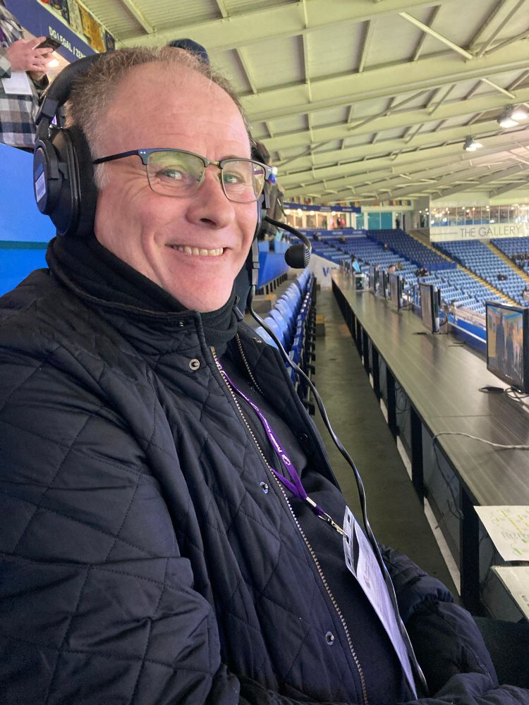 Football summariser Neil McDonald sat at the King Power Stadium 