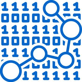 Description 	 English: "data", an icon from Noun Project, color 0066cc