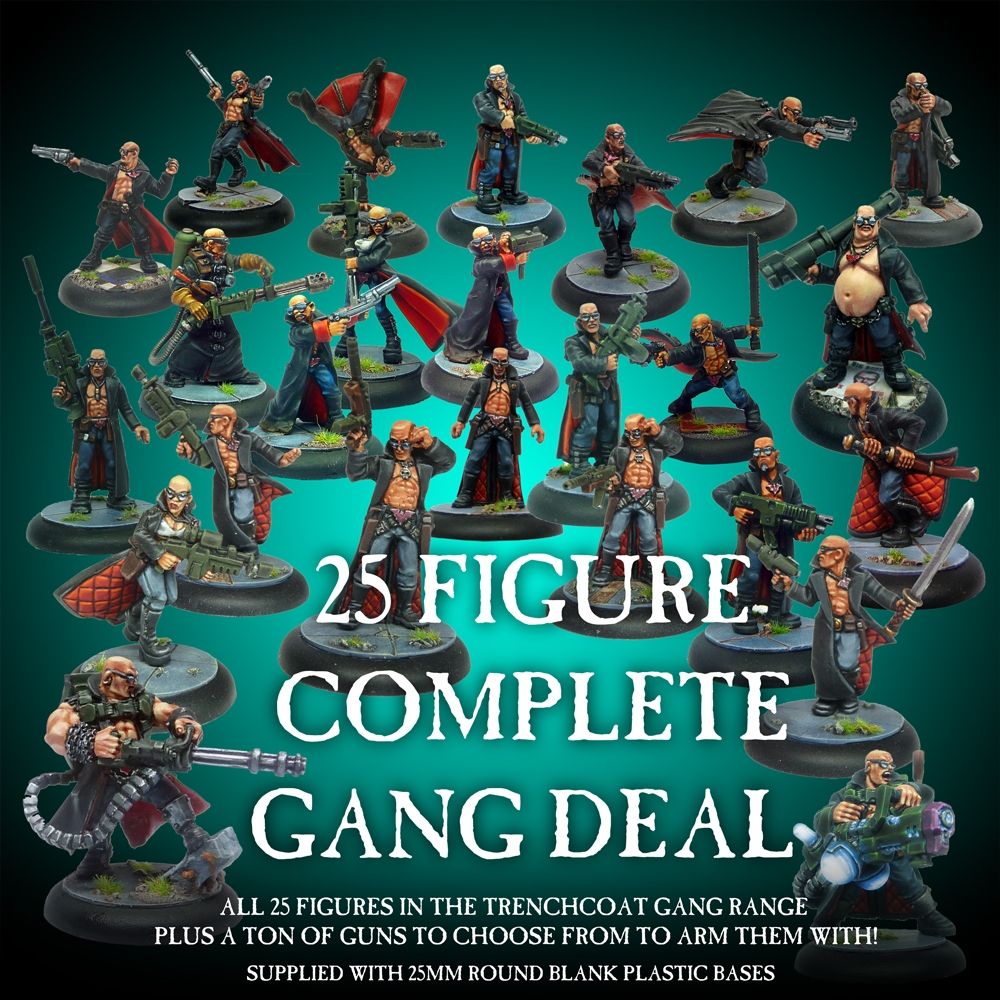 All 25 figures with guns and bases 28mm scale