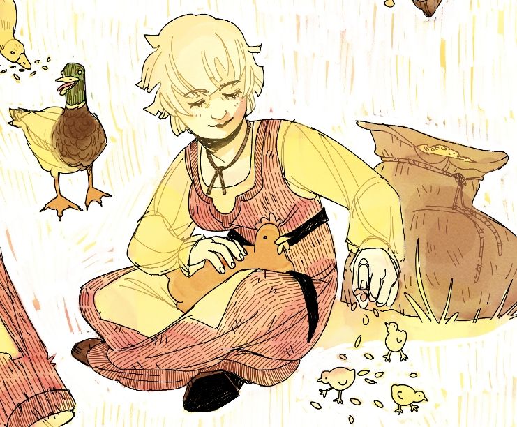 Lilie feeding the chickens