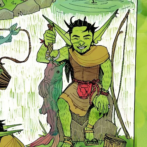 Fishing goblin, happy goblin.