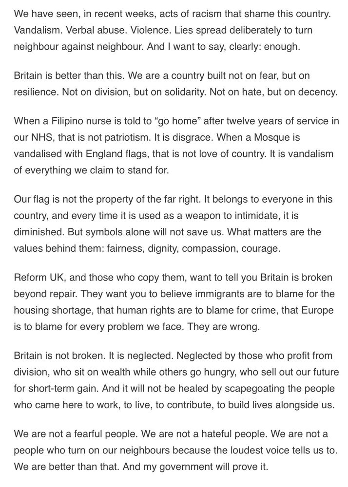 Suggested speech to confront racism in the UK for UK govt